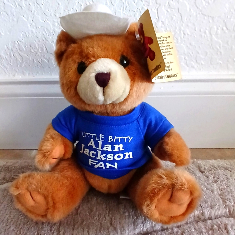 Superstars Vintage Signature Alan Jackson Brown Teddy Bear with Blue…